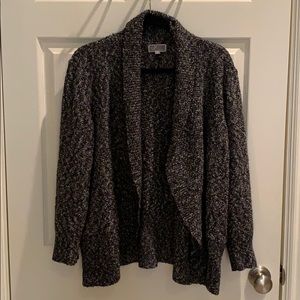 Marled black/white open cardigan